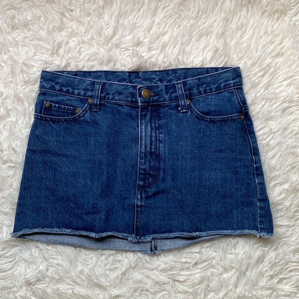Free People Denim Jean Blue Mini Skirt Size 0 - Picture 3 of 9